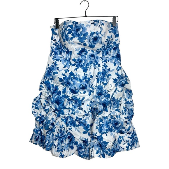 Deb Dresses & Skirts - Deb Blue White Floral Strapless Ruffle Dress Y2K Mini Party Summer 16 SEE NOTE